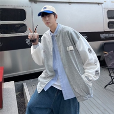 棒球服男韩版潮流夹克ins高街休闲衣服秋季潮牌宽松外套W3712-P34，男装夹克，星座412-3