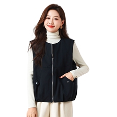 棉马甲女纯色拼接格子休闲时尚简约加棉马甲，女装棉衣/棉服，曼沙奕珂