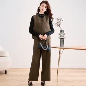 2024年秋季新款女装休闲马甲气质时尚阔腿裤套装三件套图片