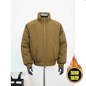 现货美式高街休闲棉衣夹克三防立领纯色户外工装加厚棉服外套图片