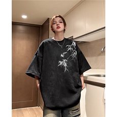 得物抖音直播高品质麂皮绒风印花宽松短袖djp298-特批23控39，男装T恤，星座605(原A050)