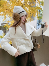 现货210-3299-P275-K39870羊毛双面呢拼新90白鸭绒，女装羽绒服，韩蜜菓