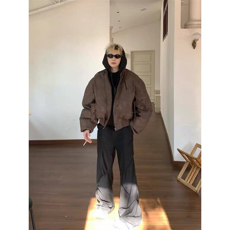 W9352-P88网图现货新款美拉德假两件PU皮夹克潮流宽松皮衣外套,男装夹克,星座1608-2
