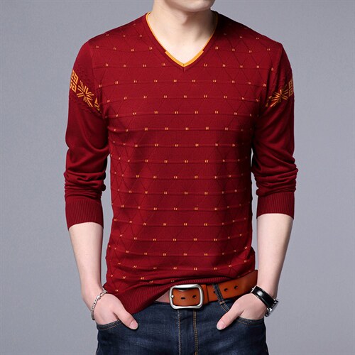 BJY1717冬季新款男士V领薄款毛衣针织打底衫男装保暖P50，男装针织衫/毛衣，电商B360