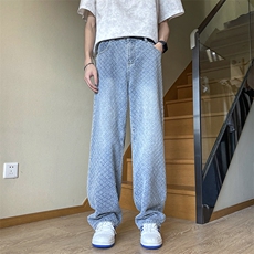 美式高街牛仔裤男女韩版潮流帅气百搭2024秋季ins长裤RK2123X-P43，男装牛仔裤，星座412-3