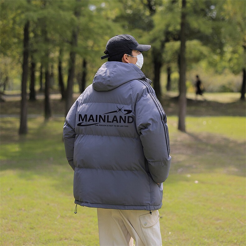 冬季拼三条杠宽松面包服男女情侣羽绒棉连帽棉衣C408M1253P100,男装棉衣,电商C408(原B339-1)