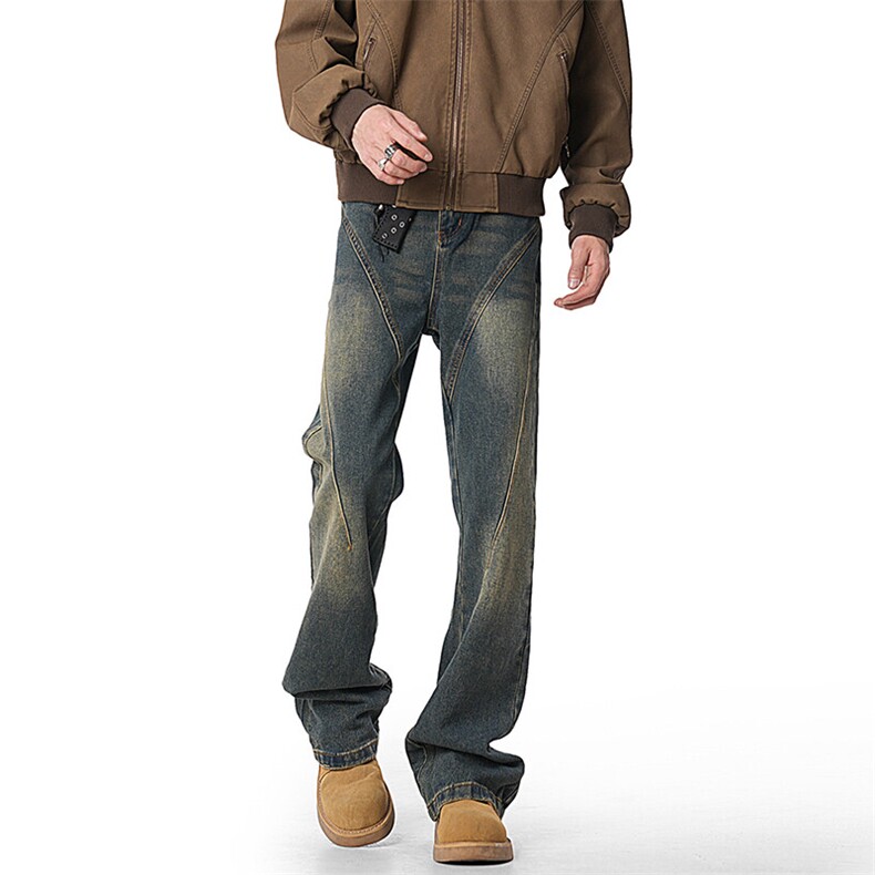 A408-24K42518-P55-X79-S-2XL2025春季主推微喇休闲直筒美式牛仔,男装休闲裤,电商A408