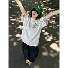 【有货】BK902CC-特P33花卉刺绣圆领短袖T恤男女，男装T恤，星座1007（原301D）