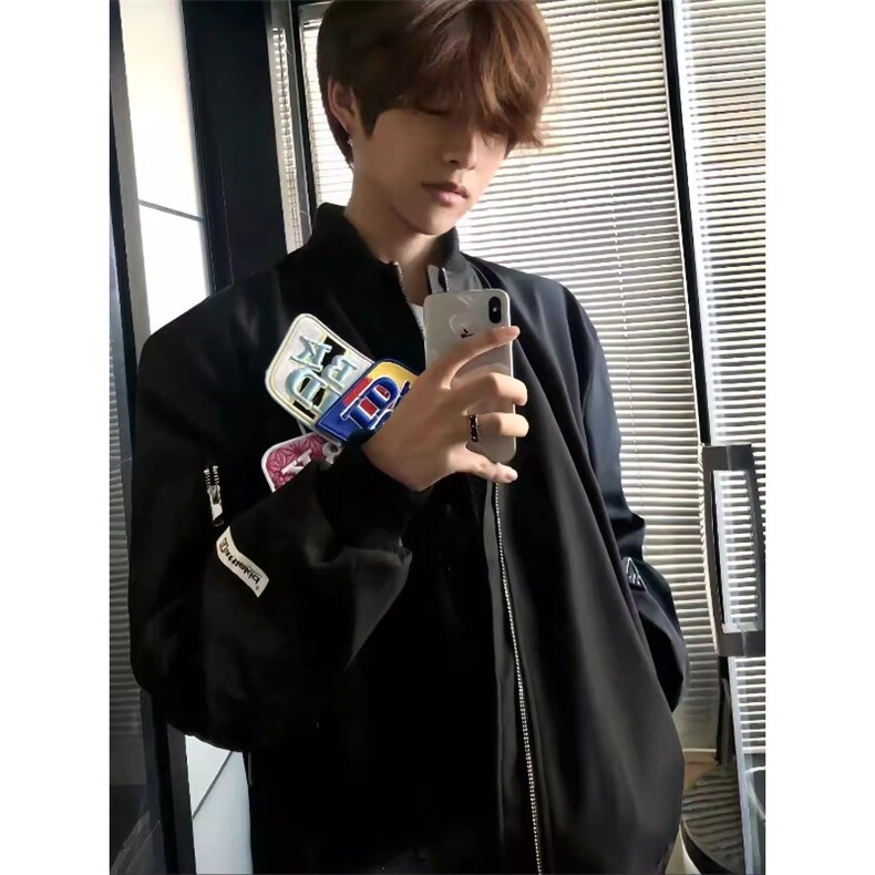钛合金双开拉链美式高街个性魔术贴刺绣棒球服学生情侣潮牌外套,女装短外套,星座506A