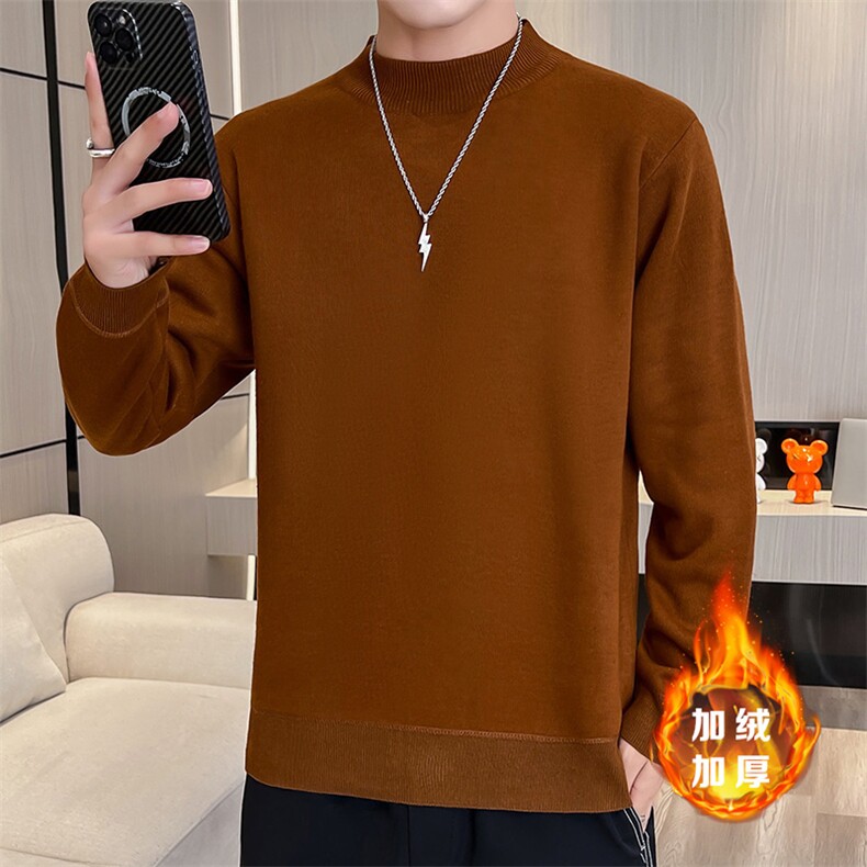 2023-403-2-M668-P26男新款半高领一体绒毛衣针织衫时尚帅气加绒,男装针织衫/毛衣,星座1018-1​