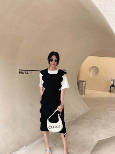 波浪连衣裙，女装连衣裙，HE