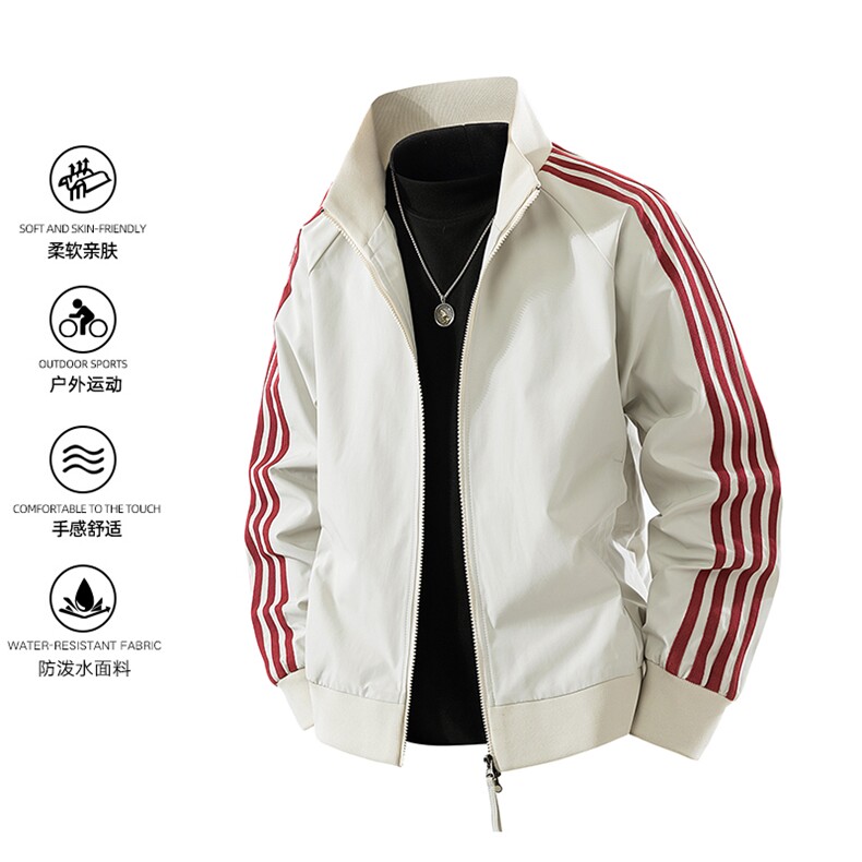立领开衫夹克男2025新款拉链卫衣条纹运动休闲外套JK02567-P75,男装夹克,星座308B-2