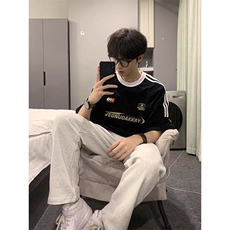 夏季美式高街重磅纯棉三条杠织带撞色男女短袖T恤ZD635-特P30，男装T恤，电商A486-1