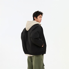 !潮流冬季连帽拉链加绒加厚棉衣情侣撞色棉服外套MY5567-P78，男装棉衣，星座610B-1
