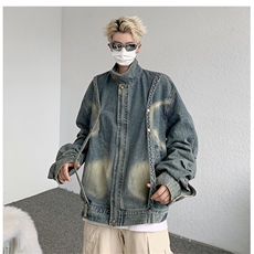 秋季新款美式复古牛仔外套潮流洗水做旧街头情侣夹克JK08617-P75，男装夹克，星座308B-1
