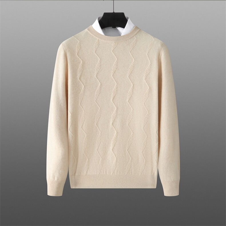 2025年秋季常规长袖套头圆领针织衫时尚百搭，男装针织衫/毛衣，溪贝羊绒