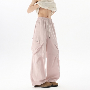 D206-1 8XL-M冰丝复古阔腿工装裤男宽松大口袋美式拖地裤男K9145图片