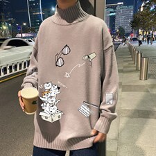 M18115-P45 加绒款-P65半高领毛衣男士大码针织衫男毛线衣男图片