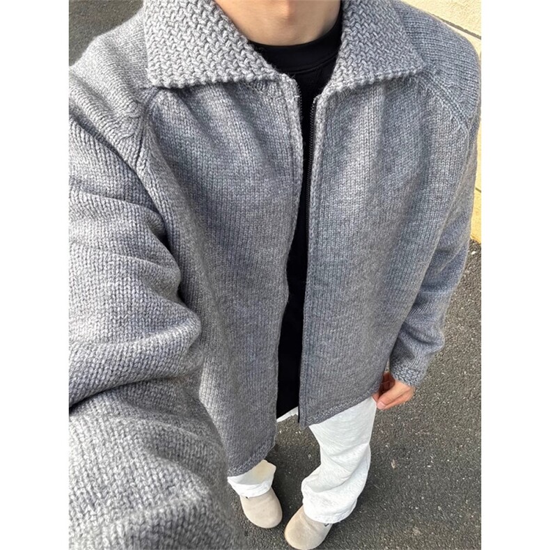 【有货】M349CC-特P65翻领毛衣开衫男慵懒拉链开衫针织外套,男装针织衫/毛衣,星座1007（原301D）