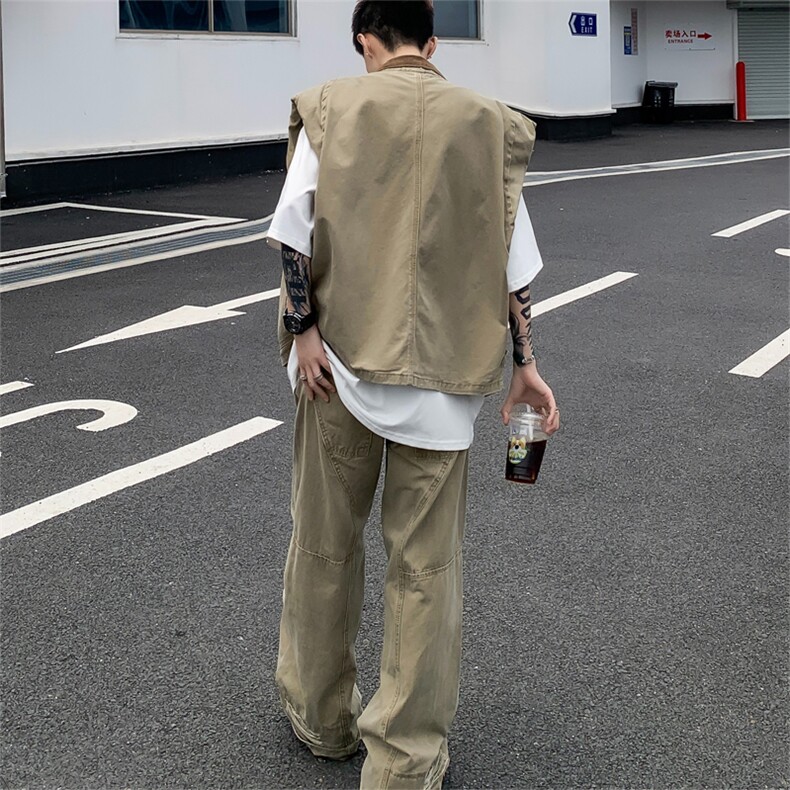 美式潮牛仔夹克男生廓形设计坎肩马甲HJ7003P65,男装夹克,星座1116-2