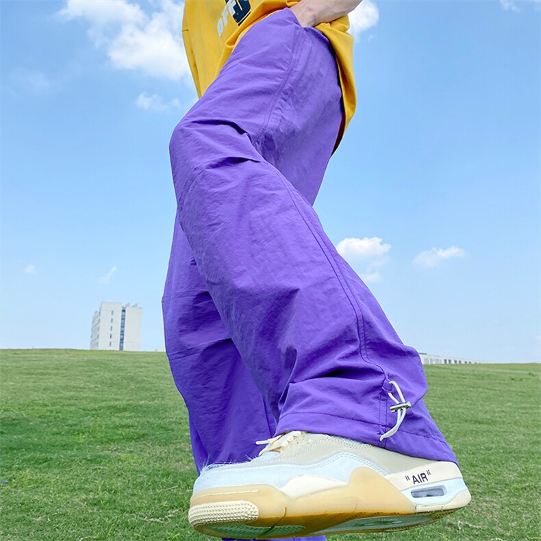 降落伞兵裤子男生夏季薄款多巴胺配色机能风潮牌宽松直筒阔腿长裤,男装休闲裤,星座211-1