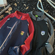 港风秋款男卫衣开衫三条杠条纹撞色印花运动夹克外套WY0052P45，男装夹克，星座1013-1