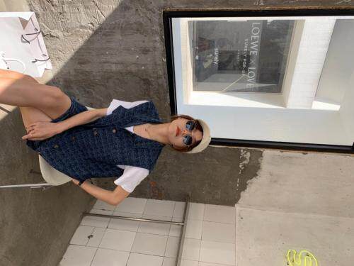 花色牛仔套装，女装职业装，肆尔