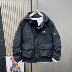 秋新款冲锋衣外套男新款宽松潮牌工装夹克百搭连帽简约HH9136P55，男装夹克，星座1013-5