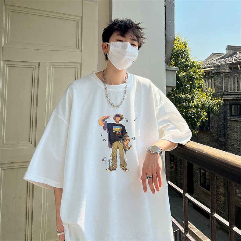 华夫格t恤男短袖男大码五分袖HT73419-P22,男装T恤,电商A040