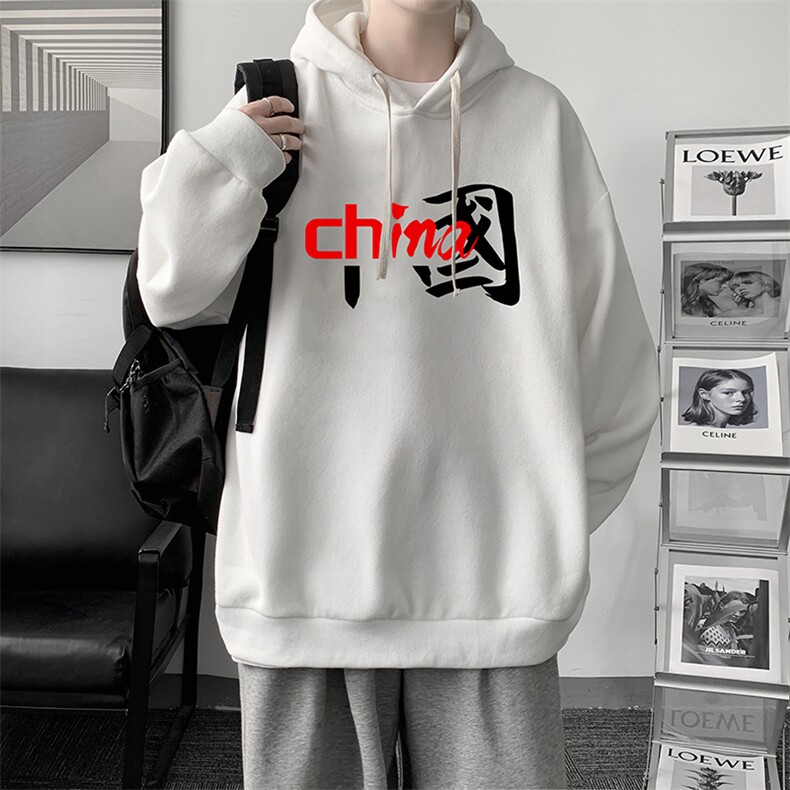 WY2189-P35加绒款-P40纯棉连帽卫衣男大码运动帽衫宽松薄外套男,男装卫衣,电商A040