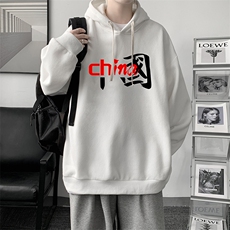 WY2189-P35加绒款-P40纯棉连帽卫衣男大码运动帽衫宽松薄外套男，男装卫衣，电商A040