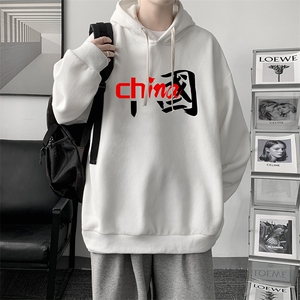 WY2189-P35 加绒款-P40 纯棉连帽卫衣男大码运动帽衫宽松薄外套男图片