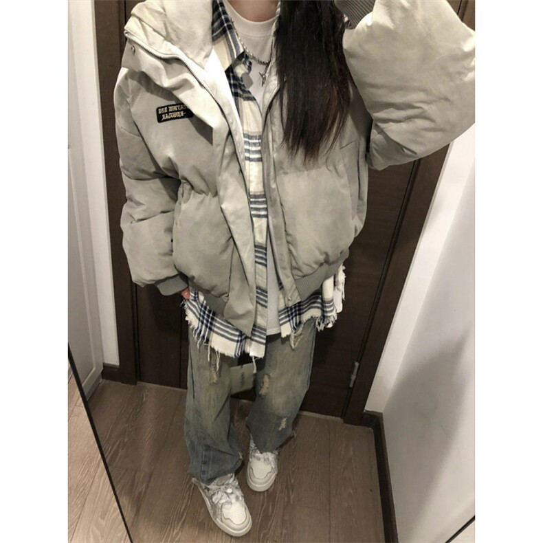 网图现货扎染棉服美式短款面包服男冬季高街廓形棉衣外套P108,男装棉衣,电商C306-1