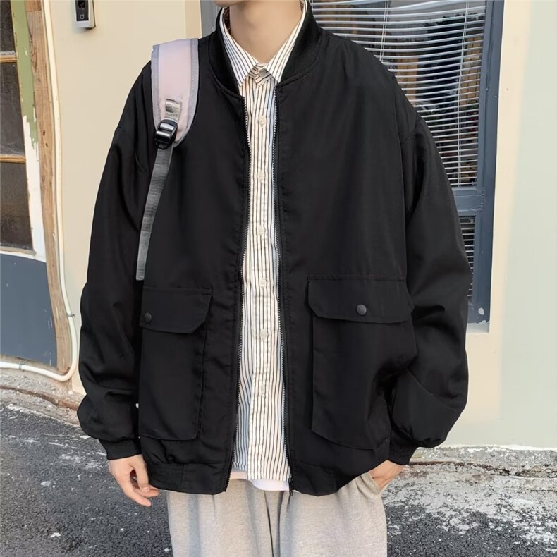 棒球服男春秋季复古夹克开衫拉链外套美式潮牌高街宽松上衣JK94,男装夹克,星座1116A-1（原606A）