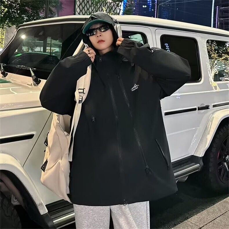 冲锋衣夹克男女韩版潮流宽松连帽高街2024秋冬ins外套W6002-P62,男装夹克,星座412-2