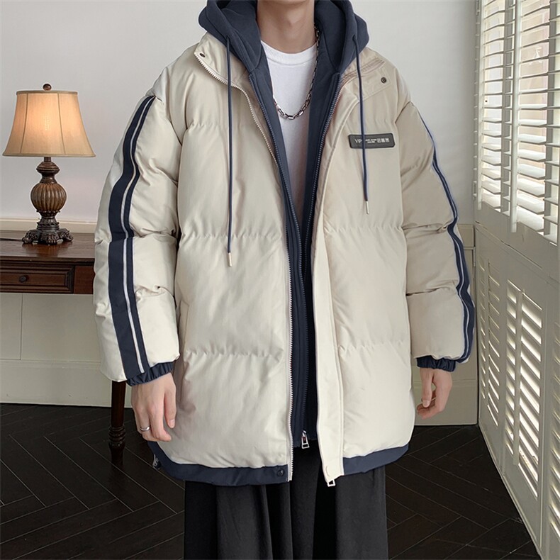 棉服男冬季新款港风宽松假两件连帽棉衣MF8587-特P78，男装棉衣，星座214-3