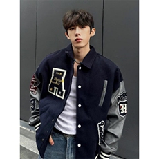 W8997-P63网图现货春季新款外套美式高街情侣夹克百搭棒球服，男装夹克，星座1608-2