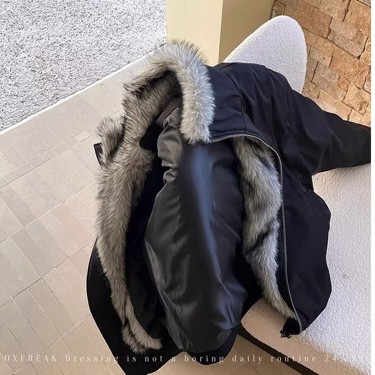 *美式复古解构夹克冬季加厚保暖毛领百搭高级感夹棉棉服外套,男装夹克,星座506A