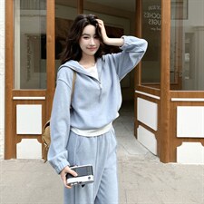 春装新款蓝色针织套装上衣假两件2C153-8939-P175K288，女装套装/套裙，2C153