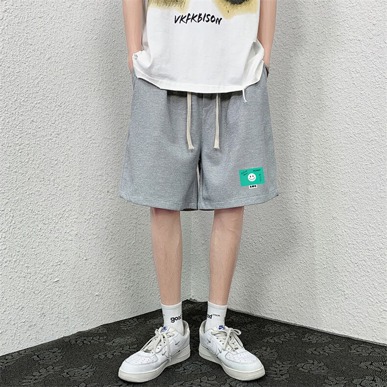 HD74264-P22华夫格短裤男大码宽松五分裤男直筒中裤,男装休闲裤,电商A040