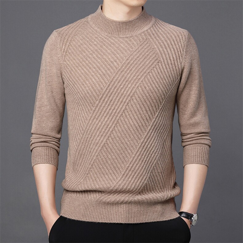 CM61050钱塘2020-2中年男士纯色冬季厚款百搭简约羊毛衫P152,男装针织衫/毛衣,钱塘207-2