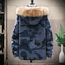 90%白鸭绒M-8XL2021大码迷彩连帽毛领羽绒服109-Y2038-P210.225，男装羽绒服，星座109