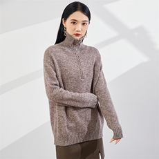 时尚百搭半拉链高领羊绒衫简约大气秋冬必备单品，女装羊绒衫，美够羊绒