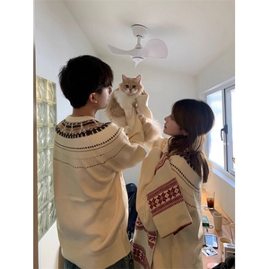 秋季慵懒风气质百搭针织衫复古提花圆领套头毛衣男女 MY0023图片