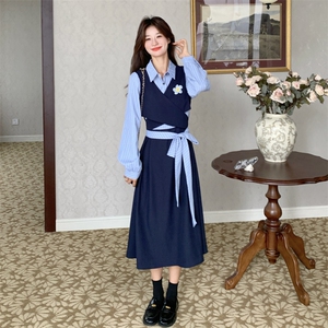 26春新款现-学院风法式收腰显瘦长袖衬衫裙2603-P150K248图片
