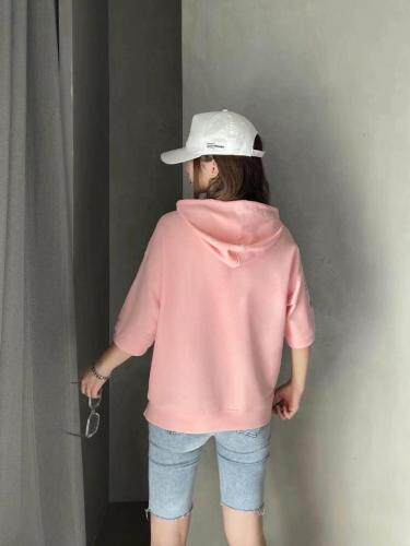 夏季新款-带帽短袖卫衣，女装卫衣/绒衫，E·贝空间