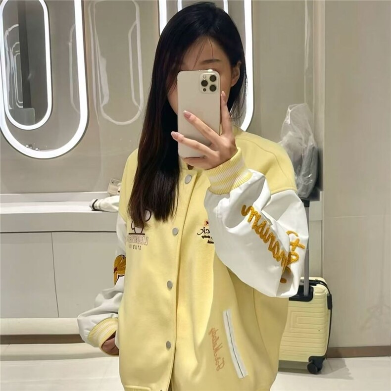 春秋时尚高街美式印花棒球服撞色拼接学生宽松显瘦休闲夹克女外套,男装夹克,星座1210-1
