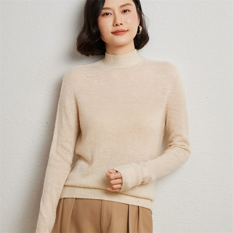 休闲/淑女羊毛山秋冬新款百搭气质半高领羊毛衫,女装羊绒衫,臻维羊绒
