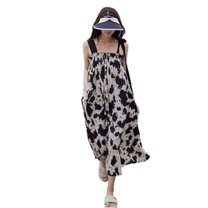 【现货】法式水墨印花两面穿AB撞色肩带连衣裙 P90 K138图片