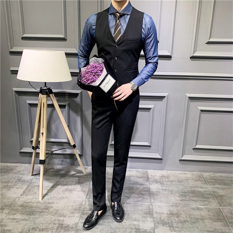 男士马甲套装背心春秋季伴郎服兄弟装新郎结婚礼服团西服马甲裤图片